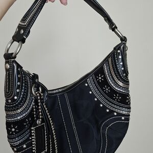 Coach Soho Black Signature Hobo Crescent Shoulder Bag - Y2K Vintage